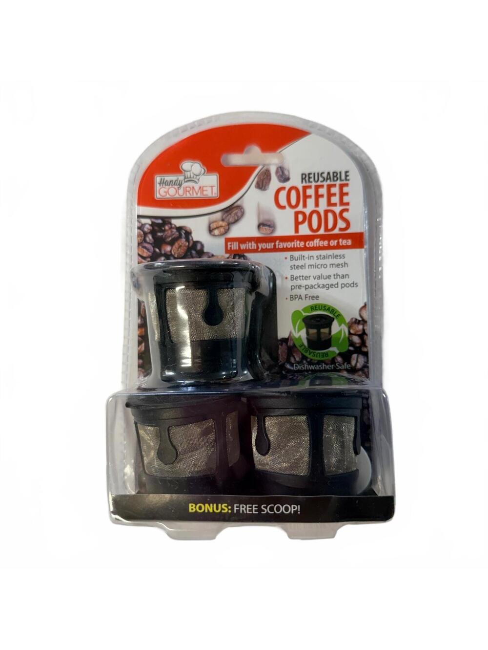 Reusable Coffee Pods Stainless Steel Micro Mesh - 3 Pack K-Cups Handy Gourmet